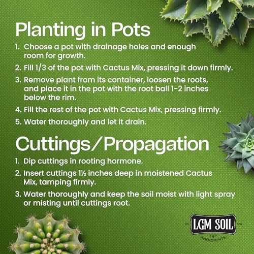 Premium Cactus & Succulent Soil Mix (0.5 Cu Ft) – Root Rot Protection with Volcanic Ash & Chicken Manure – Fast Draining Mix for Indoor Plants, Aloe, Citrus, & Palms – Organic, Ready-to-Use