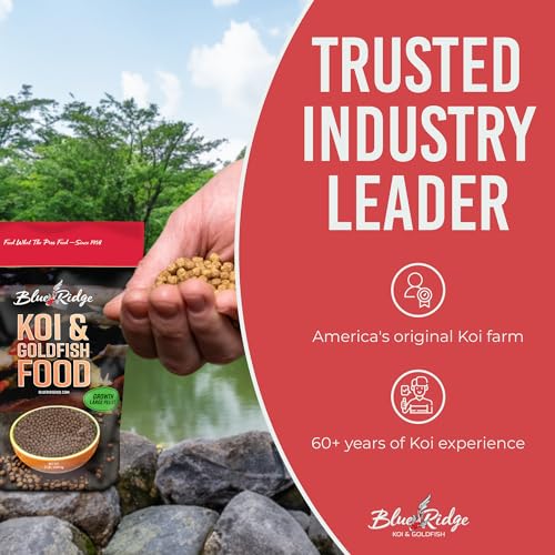 Blue Ridge Koi Fish Food 2lb - Koi Food Large 3/16" Growth Formula, Goldfish Food, Premium Fish Food for Ponds, Ponds Fish Food, Floating Pond Pellets - size: 2 Pound (Pack of 1)