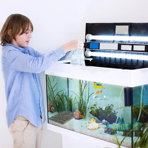 minkissy 3D Fish Tank Background Panel, Vertical Texture Aquarium Décor Board, Turtle and Cichlid Terrarium Landscaping Backdrop for Reptile and Fish Tanks, Blue