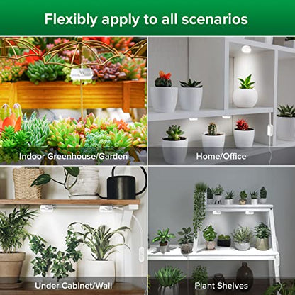 SANSI LED Puck Grow Light, 10W (150 Watt Equiv) Full Spectrum 2-Head Lamp for Plants with Ceramic Tech, Hanging Lights with ON/Off Switch for Plant Shelf Greenhouse Hydroponic (Pack of 2) - size: Puck Grow Light with ON/Off Switch (Pack of 2)