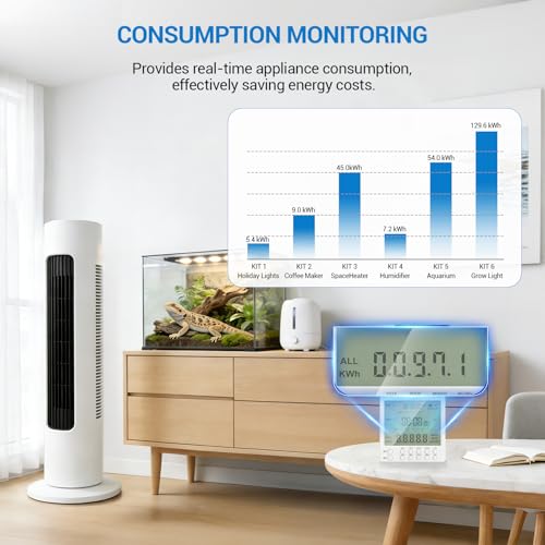 Wireless Digital Timer Outlet Expandable Up to 19 Outlets, Programmable Timer with Energy Monitor, Countdown Timer & Remote Switch, Indoor Remote Control System for Lamp, Light, Fan, Pets (2 Outlets) - size: 1*Timer+2*Outlets