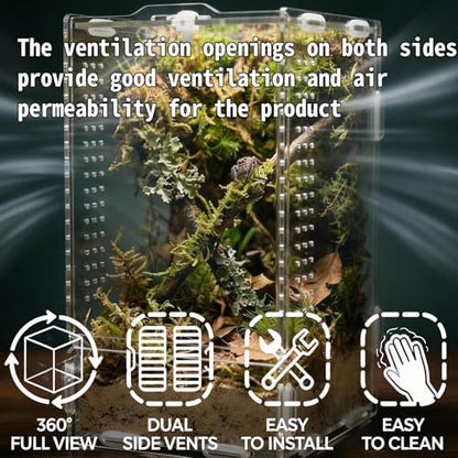 Jumping Spider Enclosure, Acrylic Reptile Terrarium | Tarantula Habitat, Lizard Box, Mantis Bug Cage