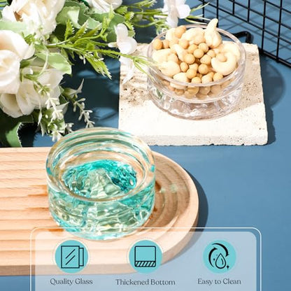 Baderke 2 Pcs Hamster Water Bowls Glass Hamster Food Bowls 35ml Mountain Style Drinking Container Anti Turning for Guinea Pig Gerbils Mice Rats Chinchilla Small Pets(Clear and Green) - color: Clear and Green