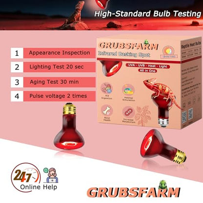 Reptile Red Heat Bulb 75W – Infrared Night Lamp for Lizards and Snakes, 2000H Lifespan, E26 Socket - color: Red Infrared, size: 75W-2.5″
