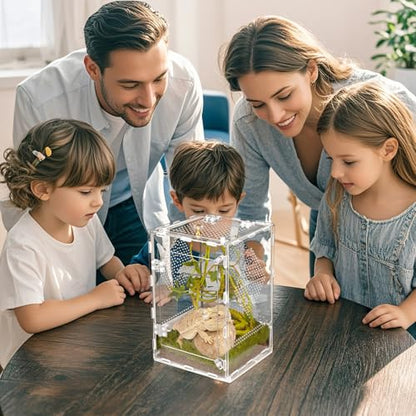 Acrylic Reptile Terrarium Easy Assembly, 360° Clear & Keep Pet Secure Design for Jumping Spiders, Tarantulas, Geckos Scratch-Resistant Large Ventilated Habitat Terrarium for Arachnids 11.8*7.9*7.9in - size: Large-11.8*7.9*7.9in