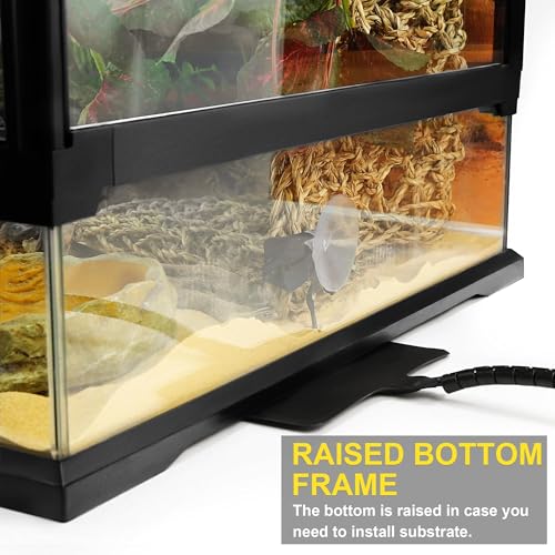 12"x12"x18" Reptile Terrarium, Aluminum-Frame Glass Vivarium for Small Day Geckos Such as Neon Day Geckos, with Lock, Cable Port, Waterproof Deep Base