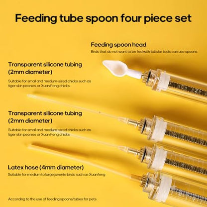 8 Pcs Bird Feeding Syringe Set Feeding Tubes for Baby Birds Parrot Hand Feeding Syringe Pet Syringe Feeding Tube Stainless Steel Metal Feeding Spoon Small Animals (50ml-Set of Eight) - size: 50ml-Set of eight