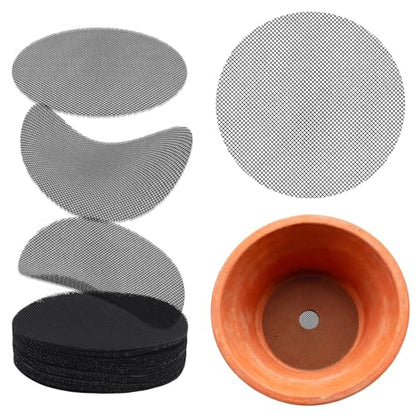 50PCS Flower Pot Hole Mesh Pad, 4 inch Rounds Drainage Hole, Plant Pot Drainage Mat, Plant Potting Mat to Prevent Soil Loss, Gardening Gifts for Friend - size: 50 PCS 4 Inch Round
