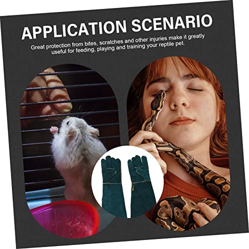 Abaodam 2pcs Pet Feeding Cowhide Gloves Reptile Pet Bite Resistant Protective Gloves for Dogs