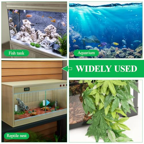 Aquarium Reptile Plants Artificial Plastic Leaves Hanging Silk Terrarium Plant with Suction Cups,Simulation Landscape Decorations for Bearded Dragons,Lizards,Geckos,Snake