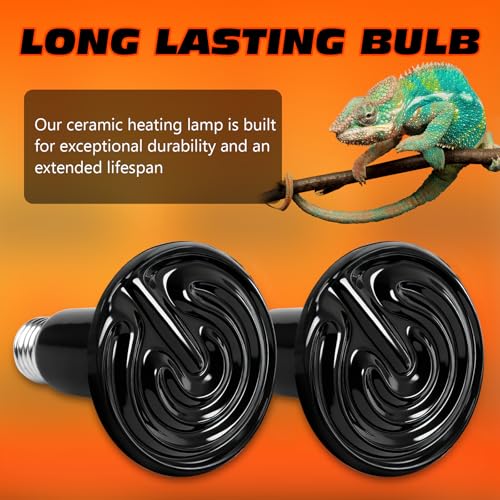 100W Ceramic Heat Emitter Reptile Heat Bulb E26 Base Heat Lamp Bulbs No Light Heat Lamp for Amphibian Pet Brooder Coop Lizard Turtle Snake Terrarium - style: 100 Watts