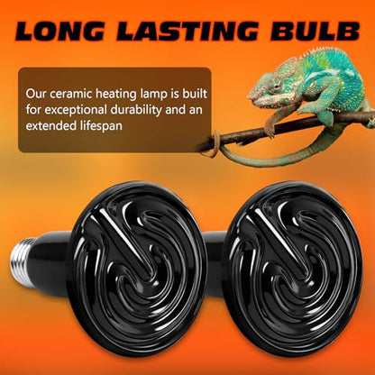 100W Ceramic Heat Emitter Reptile Heat Bulb E26 Base Heat Lamp Bulbs No Light Heat Lamp for Amphibian Pet Brooder Coop Lizard Turtle Snake Terrarium - style: 100 Watts