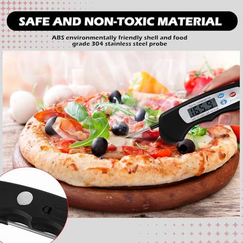 Xuhal 12 Pcs Digital Meat Thermometer with Probe Waterproof Instant Read Foldable Food Thermometer with Magnet for Kitchen Grilling Cooking Turkey Baking BBQ(Black, Red, White) - color: Black, Red, White