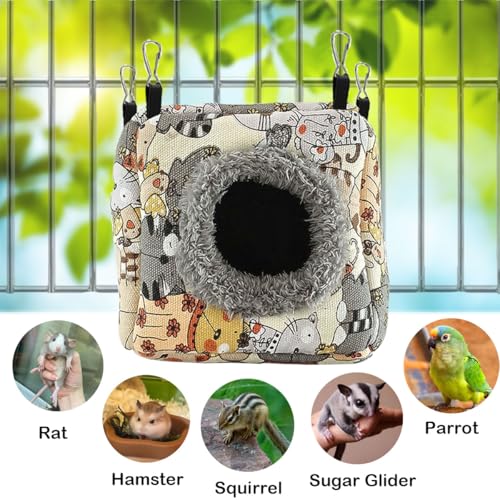 Hamster Rat Hammock Bed, Hanging Cave Shaped Cotton Nest Suitable for Small Animals Hamsters Rat Mouse Gerbil Sugar Glider Squirrels etc (S) - size: Small