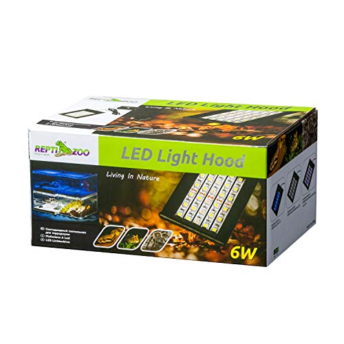 REPTI ZOO Terrarium Light - Day and Night Mode Reptile LED Light Hood with White and Blue Light for Different Pet Habits