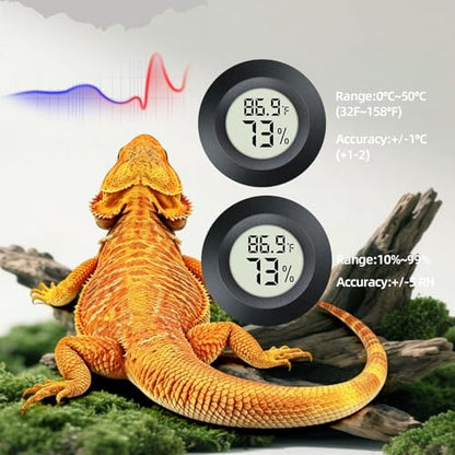 Bearded Dragon Travel Backpack Carrier with Reptile Thermometer and Humidity Gauge Lizard Travel Cage Space Capsule Clear Bubble Window Astronaut Reptile Bag for Ball Python (Black, Carrier) - color: Black, size: 12.0"L x 7.0"W x 12.0"H