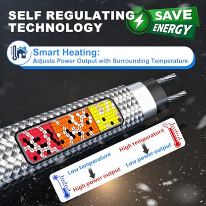 500' HTM Braid Self Regulating Heating Cable Mobile Home Heat Tape Water Pipes Freeze Protection & Freeze Free Connector Kit - Plug and End Seal *5 - style: 500 Kit