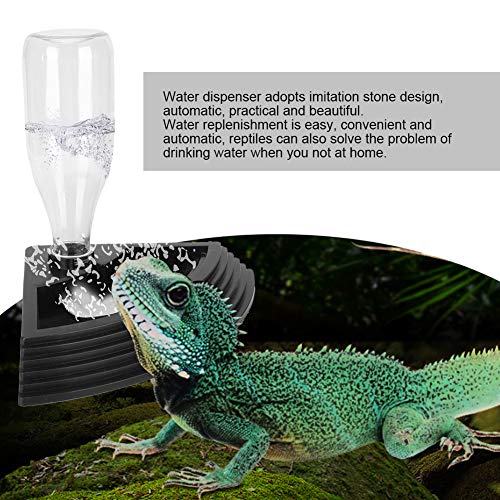 Pet Reptile Automatic Water Dispenser, Imitation Stone Design, Multi Step Edge Drinking Fountain Bowl for Tortoise, and Bearded Dragons