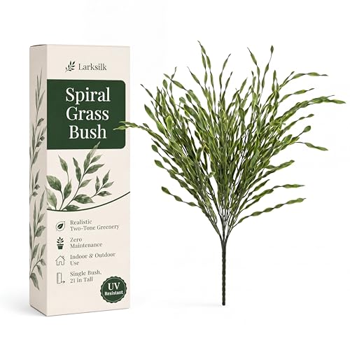 Larksilk 21" Spiral Grass Bush – Realistic Artificial Green Spiral Grass for Weddings, Terrariums & Home Decor