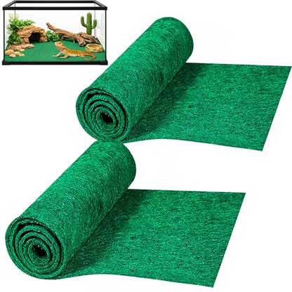 HERCOCCI 2 Pack Reptile Carpet, 39’’ x 20’’ Terrarium Bedding Substrate Liner Reptile Cage Mat Tank Accessories for Bearded Dragon Lizard Tortoise Leopard Gecko Snake (Green) - color: Green