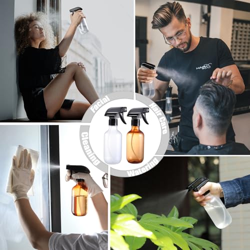 Spray Bottles 2 Pack 10 oz Refillable Plastic Squirt Bottle for Liquid | Fine Mist Water Spray Bottle with Adjustable Stream Nozzle BPA-free Spray Bottle for Hair, Plant, Cleaning, Pet Training - color: 2 Frosted