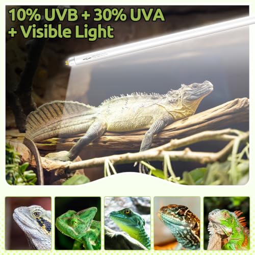 REPTI ZOO 2 Pack 34" T5 5.0 UVB Reptile Light Bulb 39W, UVA UVB Fluorescent Lamp Tube for Turtles, Chameleon, Tortoises, Lizard - color: 5.0 UVB-34" 39W