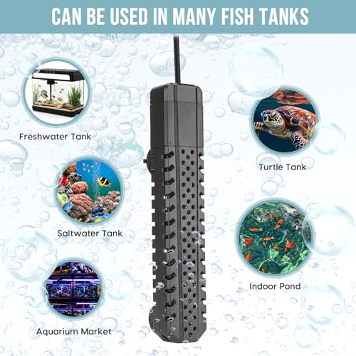 Aquarium Heater 500W, Fish Tank Heater with High-Temperature Protection and Turtle Tank Heater with Automatic Power-Off When Leaving Seawater or Freshwater. - size: 500W