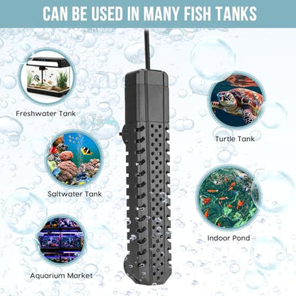 Aquarium Heater 500W, Fish Tank Heater with High-Temperature Protection and Turtle Tank Heater with Automatic Power-Off When Leaving Seawater or Freshwater. - size: 500W