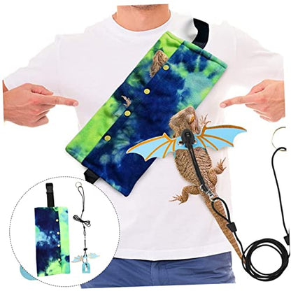 Balacoo Portable Reptile Carrier Bag with Adjustable Leash for Outdoor Lizard Walking Soft Comfortable Material Lightweight Pet Sling for Travel Cycling and Shopping in Blue
