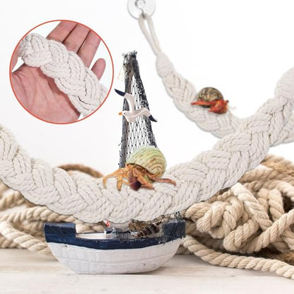 2PCS Hermit Crab Climbing Toys Hermit Crab Accessories Climbing Rope with 4 Hooks Hermit Crabs Habitat Decor for Leopard Gecko Lizards Geckos Snakes Tree Frog