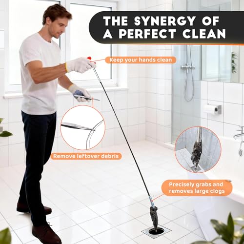 Flexible Grabber Claw (4 Claws), Drain Snake with Tweezers, Bendable Hose Grabber Reacher Tool, Retractable Drain Clog Remover Tool, Pickup Tool for Bath Tub, Toilet, Kitchen Sink & Sewer (24 inches) - color: 24 inches