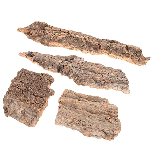 4pcs Cork Bark for Reptiles Natural Tree Bark Decoration for Terrarium Climbing Platform for Snakes Lizards Bearded Dragons and Other Crawling Pets