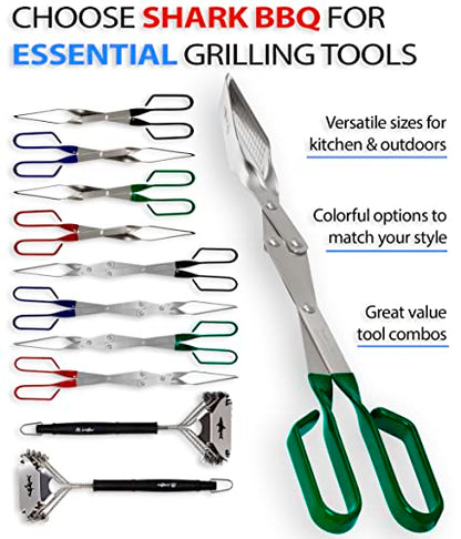 Grill Tongs - 17 inch (Green). Professional steak grilling utensil. Long-reach Barbeque Tong. Ideal for steak, fish, burger, and sausage - color: Green Steak Tongs