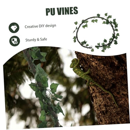BESPORTBLE 1m Jungle Vines for Reptiles Flexible Artificial Habitat Decor with Suction Cups Includes Pu Vines and Leaves for Lizards Frogs Snakes and More Reptiles