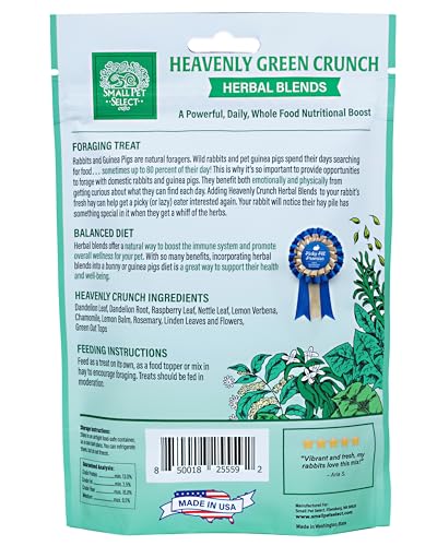 Small Pet Select - Heavenly Green Crunch Herbal Blend, a Natural Herbal Treat for Rabbits and Guinea Pigs, 2.5oz - size: 2.5 Ounce (Pack of 1)