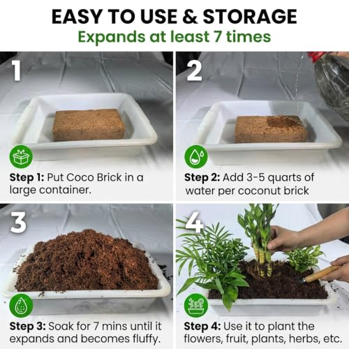 Coco Coir Brick - Low EC & pH Balanced, Compressed Organic Coconut Fiber Potting Mix for Indoor Outdoor Plants, Seed Starting, Hydroponics & Reptile Bedding（1.4lb） - size: 1Pcs
