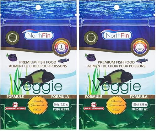 Northfin Veggie Fish Food Formula – Slow Sinking Pellets for Herbivorous Fish (1mm, 100g) | Premium Organic Kelp-Based Diet with Spirulina & Astaxanthin for Enhanced Color & Digestive Health - size: 100 g (Pack of 2), style: 1mm