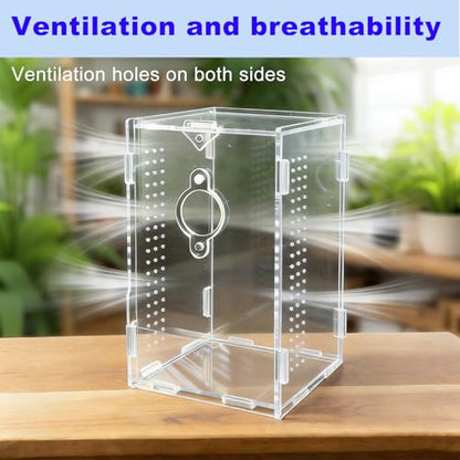 Acrylic Jumping Spider Enclosure,Reptile Enclosure,Bug Habitat, for Small Tree Dwelling Reptiles,Arboreal Tarantula Enclosure, Spider Terrarium Kit,Plastic Terrarium(4.7" X 4.7" X 8") - color: A1