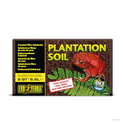 Exo Terra Plantation Soil, 8 Qt (8.8 L) - 100% Natural Terrarium Substrate | Increases Humidity, Stimulates Digging & Burrowing | Ideal for Natural Terrarium Setups & Live Plants - size: 8-Quart