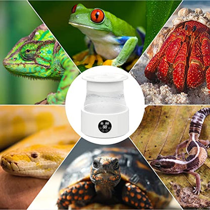 Reptile Fogger, 10 Mist Gears Reptile Humidifier, Automatic Timing Reptile Mister, Slient Reptile Misting System, Top Filling Terrarium Fogger with 4 Nozzles for Reptiles/Amphibians/Vivarium