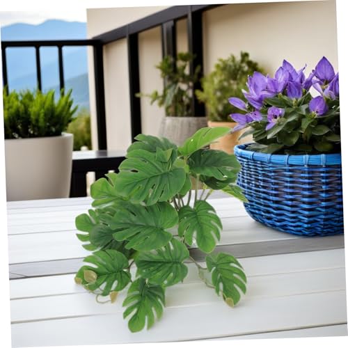 PRETYZOOM Artificial Hanging Plant for Reptile Tank Décor with Suction Cup, 23-Leaf Monstera Fake Plant for Amphibian and Reptile Habitat, Lifelike Terrarium Ornament for Indoor Tanks