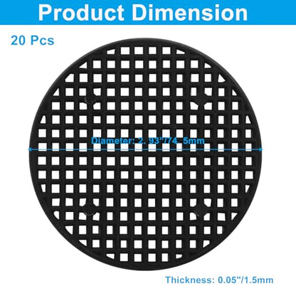 20pcs Plant Drainage Mesh Pads - 2.9 Inch Round Plastic Grid Mat, Breathable Soil Guard for Potted Plants, Bonsai (Black) - size: 2.9 Inch
