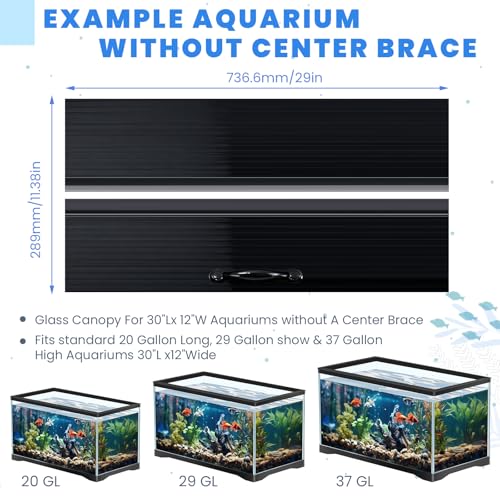 Sieral Aquarium Canopy Set Polycarbonate Greenhouse Panels 29 x 11.38 x 0.24 Inch for 20/29/37 Gallon Fish Tank Without Center Brace Aquariums Cover Fish Tank Lid, Black - color: Black, size: 30 x 12 Inch