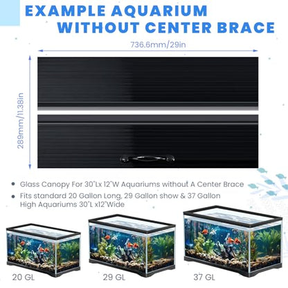 Sieral Aquarium Canopy Set Polycarbonate Greenhouse Panels 29 x 11.38 x 0.24 Inch for 20/29/37 Gallon Fish Tank Without Center Brace Aquariums Cover Fish Tank Lid, Black - color: Black, size: 30 x 12 Inch