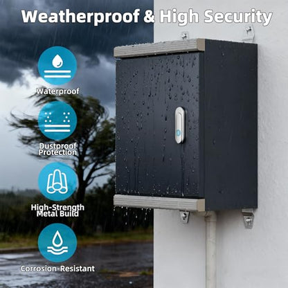 Joinfworld Outdoor Electrical Metal Box 15.7" x 11.8" x 7.8" Weatherproof Outdoor Junction NEMA Enclosure Box with Lock Din Rail Cable Gland - size: 15.7"x11.8"x7.8"
