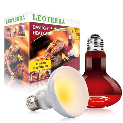 Leoterra Reptile Heat Lamp 100w Day and Night Heat Lamp Combo Pack for Turtle,Bearded Dargon,Lizard,Snakes Use Heat Light Bulb,Easy to Install - style: H80100 Combo Pack
