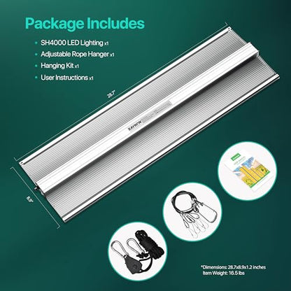 2026 Upgraded SH4000 LED Grow Light, Dimmable Full Spectrum with UV&IR Module for Indoor Plants Greenhouse, Increase Yield & Crop Quality, for 5x6 Tent - size: SH4000 Dimmable