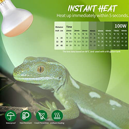 75W Basking Spot Daylight Lamp UVA Reptile Heat Bulb Soft White Sun Lamp for Reptile & Amphibian - 2 Pack