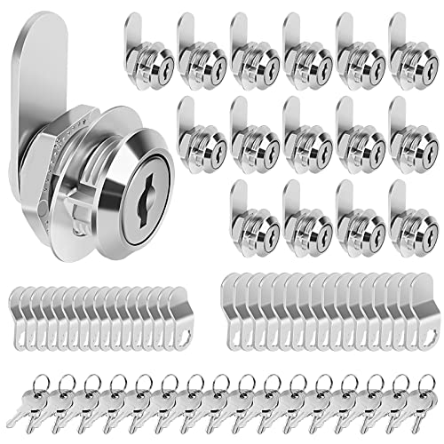 Cam Locks Cabinet Locks Keyed Alike, 5/8'' (Length) Cylinder Fits on 3/8'' Max Panel Thickness, Secure Files Drawers Mailbox RV Storage Locks Replacement Set, Zinc Alloy(5/8 Inch 16Pcs) - size: 5/8 Inch 16Pcs