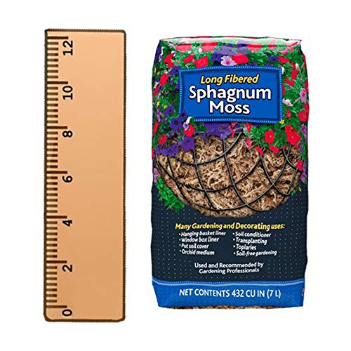 Mosser Lee ML0110 Long Fibered Sphagnum Moss – 432 cu in – High Water Retention, Soil-Free Gardening, Topiary Filler, Hanging Baskets, Crafts & Decoration - style: Spagnum Moss